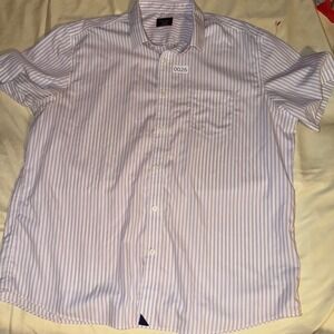 UNTUCKit Mens XXL Purple White Striped Short Sleeve Button Down Shirt